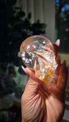 Clear Quartz Skull by Breno Rodrigues Hematite Inclusions - 336 grams