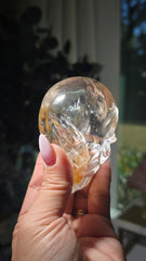 Clear Quartz Skull by Breno Rodrigues Hematite Inclusions - 336 grams