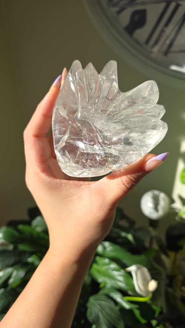 Clear Quartz Intricate Dragon Carving 217i