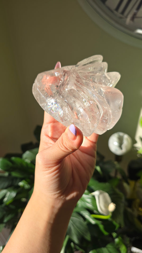 Clear Quartz Intricate Dragon Carving 217i