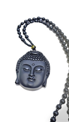Obsidian Buddha Beaded Necklace