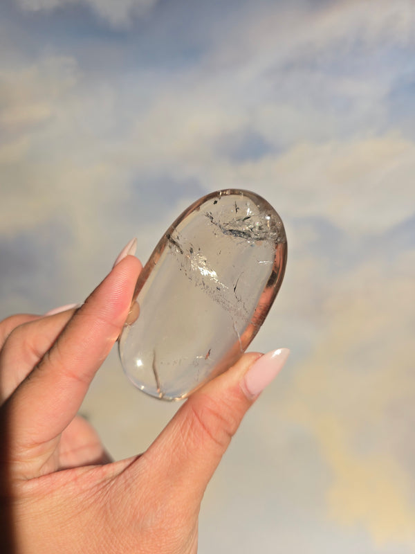 Clear Quartz Palm Stone 33a