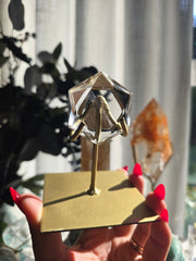 Clear Quartz Sacred Geometry Hexagon on Stand 38c