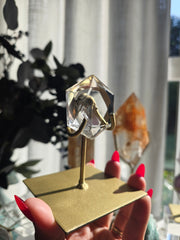 Clear Quartz Sacred Geometry Hexagon on Stand 38c